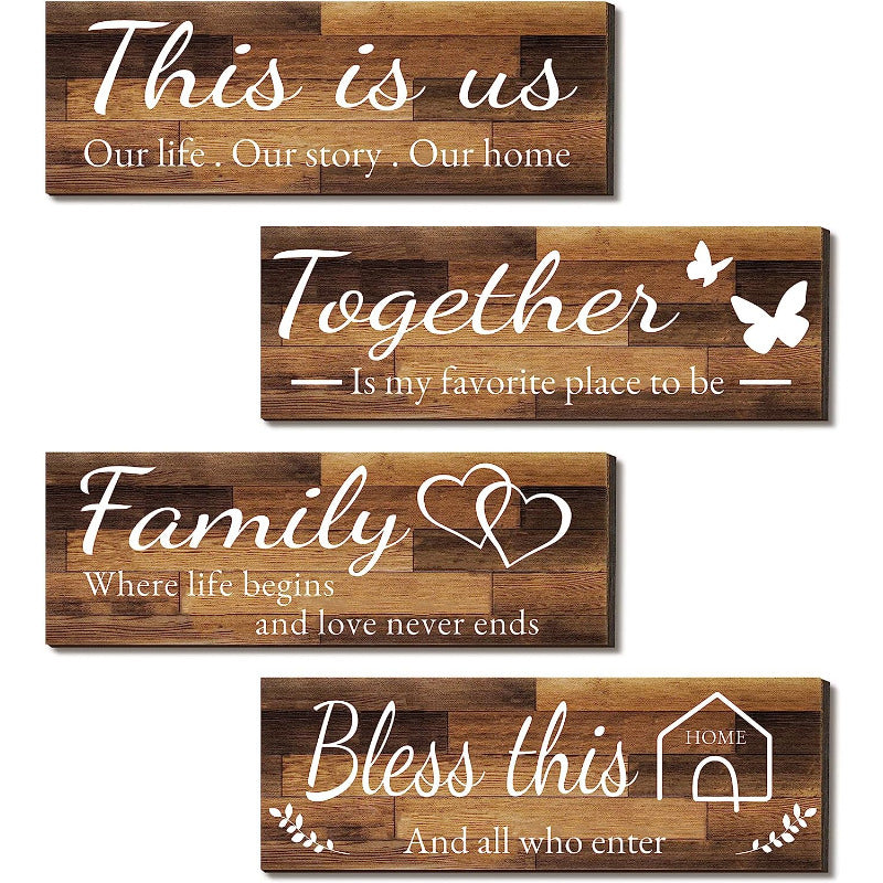 4pcs This Is Us Family Wall Decor Set - Bless This Home Together