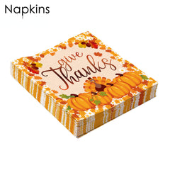 20pcs Thanksgiving Turkey Element Napkin Pumpkin Paper Towel Decorations
