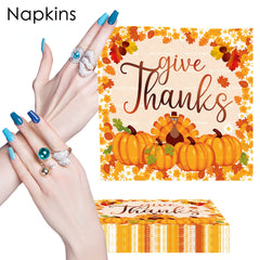 20pcs Thanksgiving Turkey Element Napkin Pumpkin Paper Towel Decorations