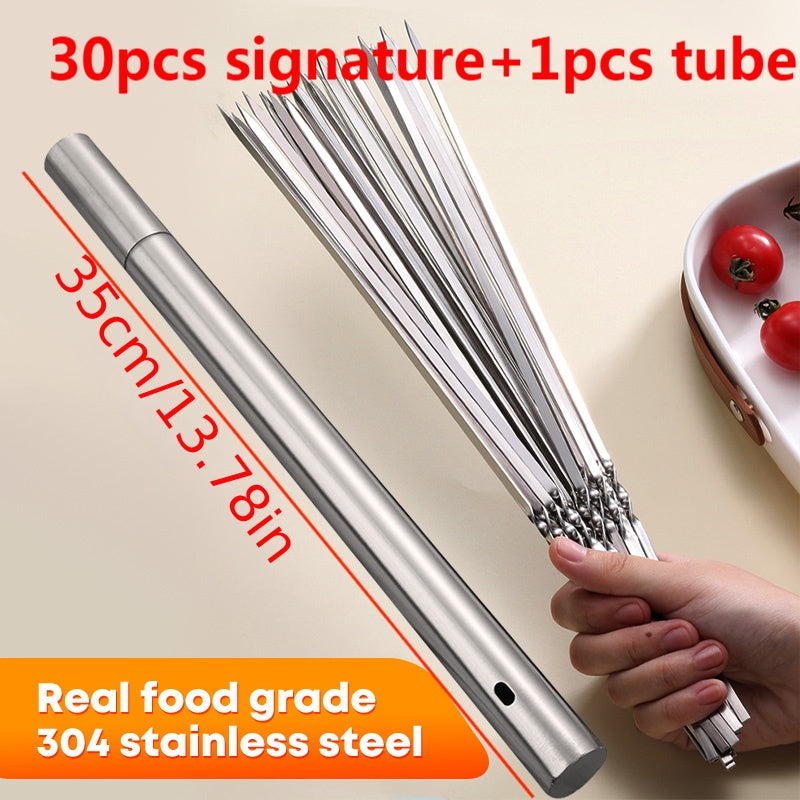 Stainless Steel Barbecue Skewers Set with Storage Tube