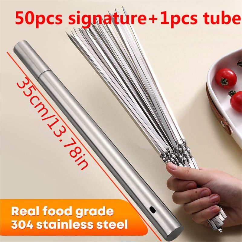 Stainless Steel Barbecue Skewers Set with Storage Tube