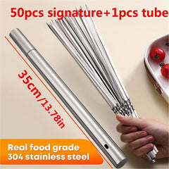 Stainless Steel Barbecue Skewers Set with Storage Tube