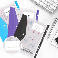 12pcs A4 Binder Pocket Plastic Envelopes Binder Folders 11 Holes