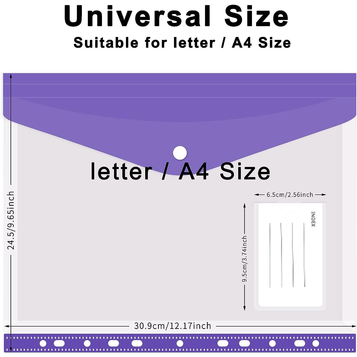 12pcs A4 Binder Pocket Plastic Envelopes Binder Folders 11 Holes
