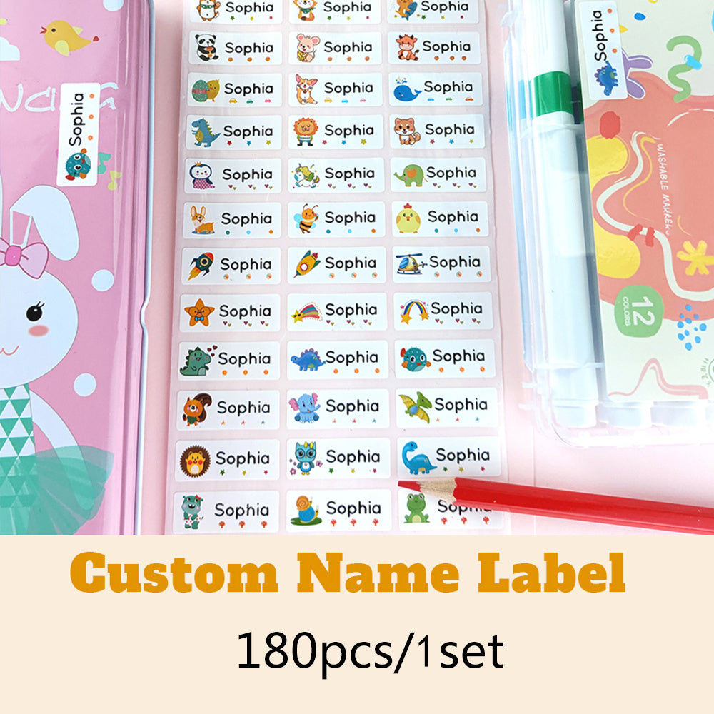 Custom Name Sticker Transparent Waterproof Labels School Stationery