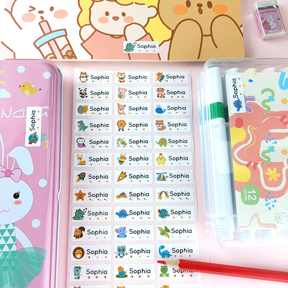 Custom Name Sticker Transparent Waterproof Labels School Stationery