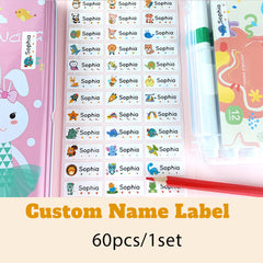 Custom Name Sticker Transparent Waterproof Labels School Stationery