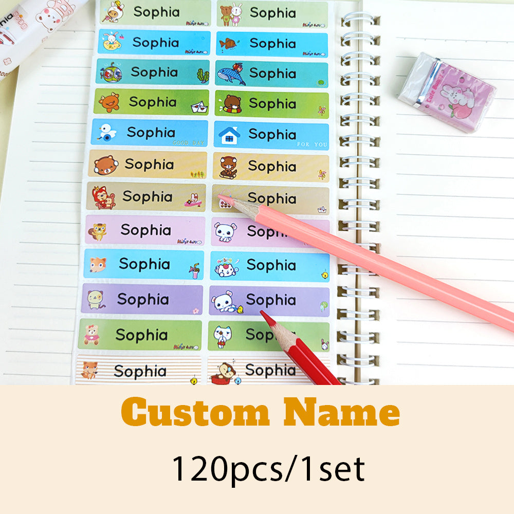 Personalized Cartoon Name Stickers Waterproof Tags Labels