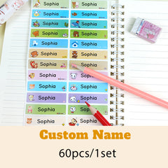 Personalized Cartoon Name Stickers Waterproof Tags Labels