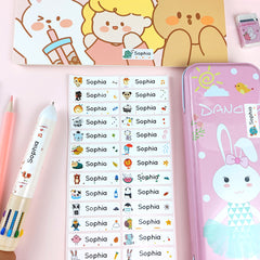 Personalized Cartoon Name Stickers Waterproof Tags Labels