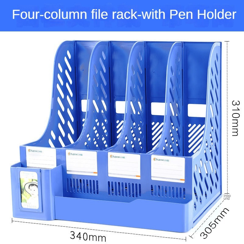 4 Columns Pen Holder Desktop Office Supplies File Rack