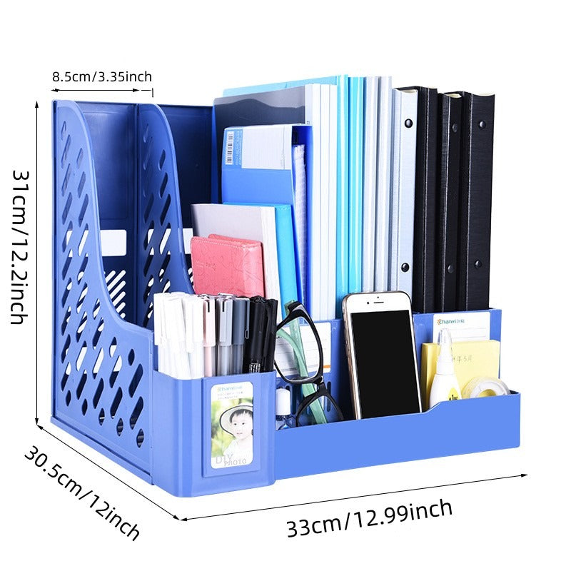 4 Columns Pen Holder Desktop Office Supplies File Rack