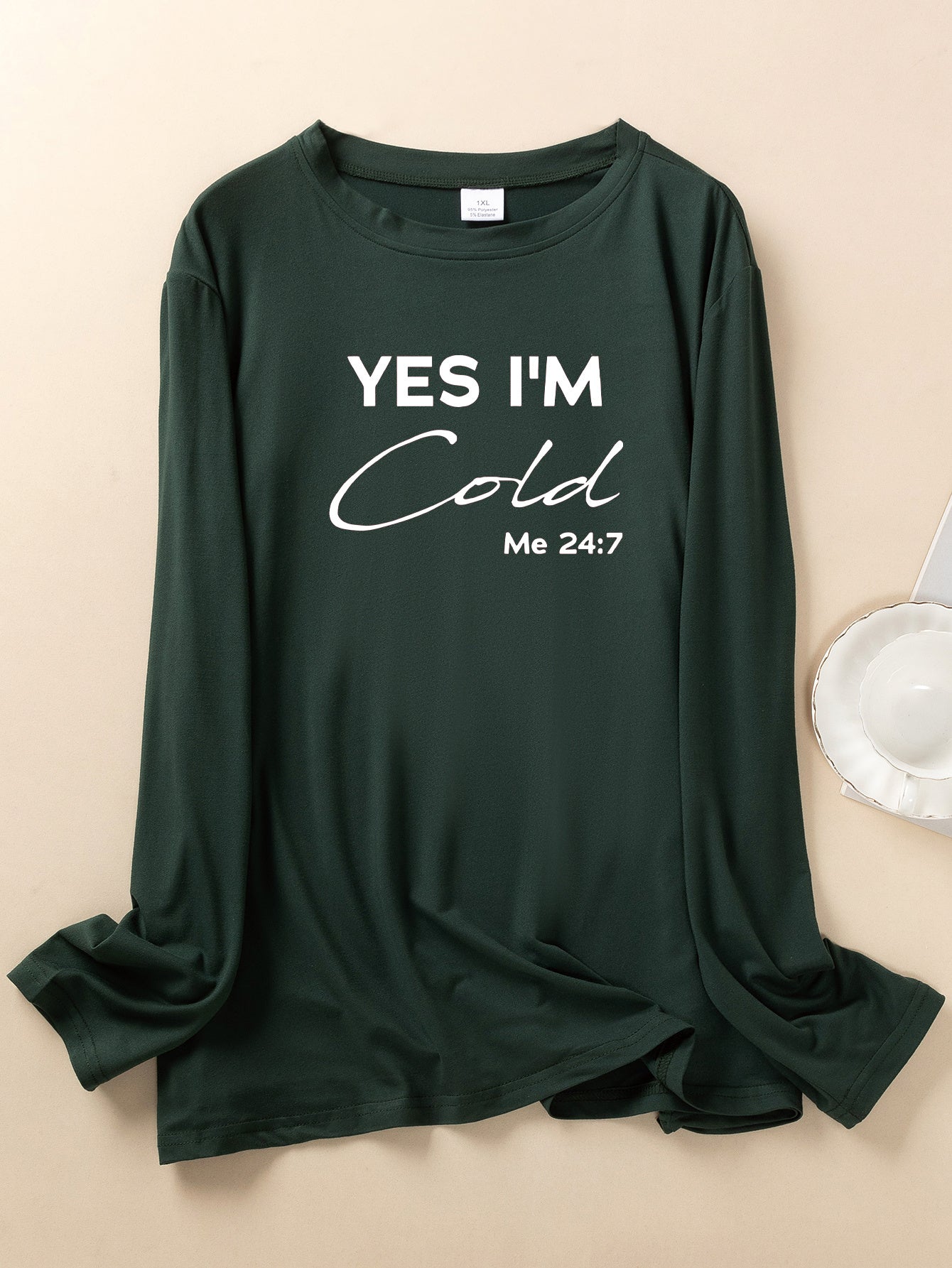  Casual Lounge Top Women's Plus Letter Print Long Sleeve
