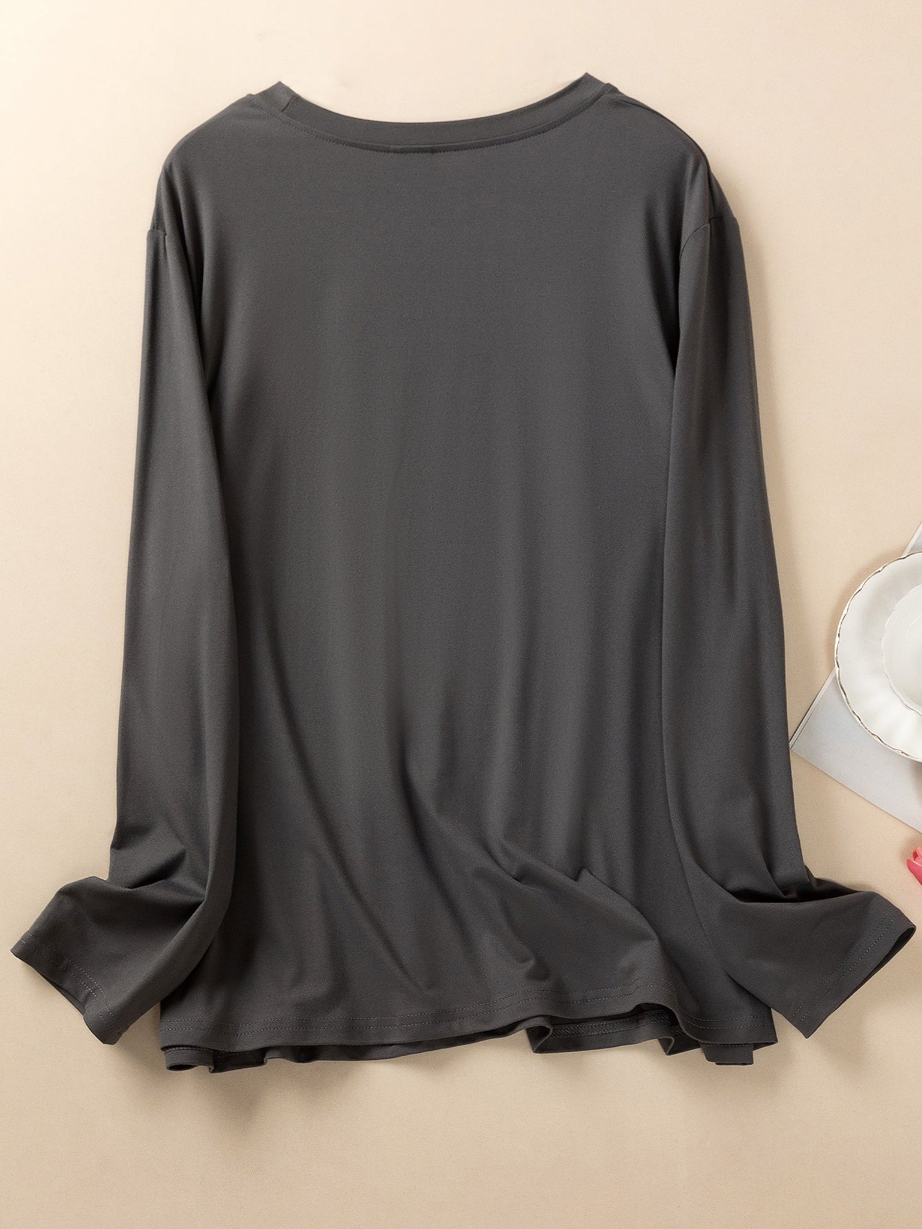  Cat & Ombre Slogan Print Long Sleeve Lounge Top