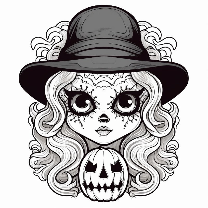 Adult Halloween Coloring Book Pumpkin Witch Haunted House 20 Pages
