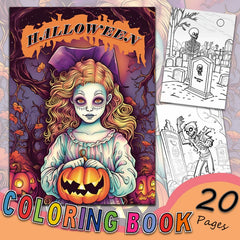 Adult Halloween Coloring Book Pumpkin Witch Haunted House 20 Pages