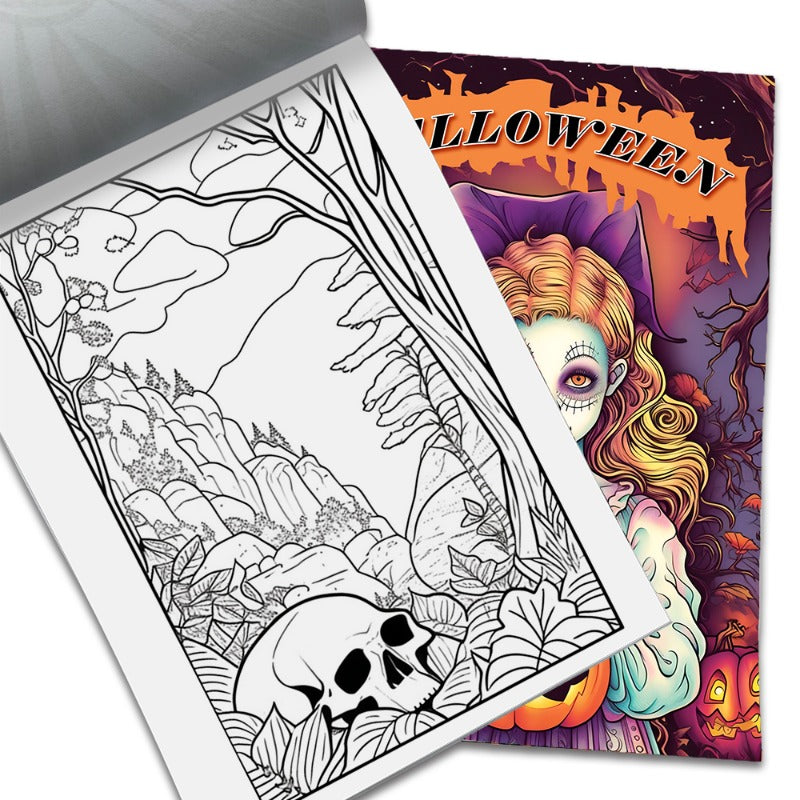 Adult Halloween Coloring Book Pumpkin Witch Haunted House 20 Pages