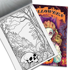 Adult Halloween Coloring Book Pumpkin Witch Haunted House 20 Pages