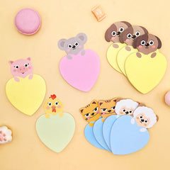 2pcs Cartoon Animal Notes Heartfelt Student Messages Sticky Notes