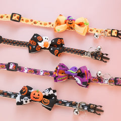 Halloween Pumpkin Ghost Hat Pet Collar Small Cat Dog Safety Buckle Necklace