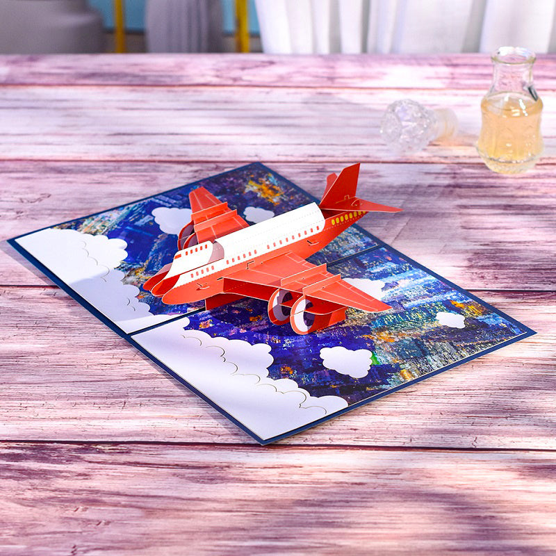 3D Airplane Pop Up Birthday Card Business Airplane Fathers Greeting Cards