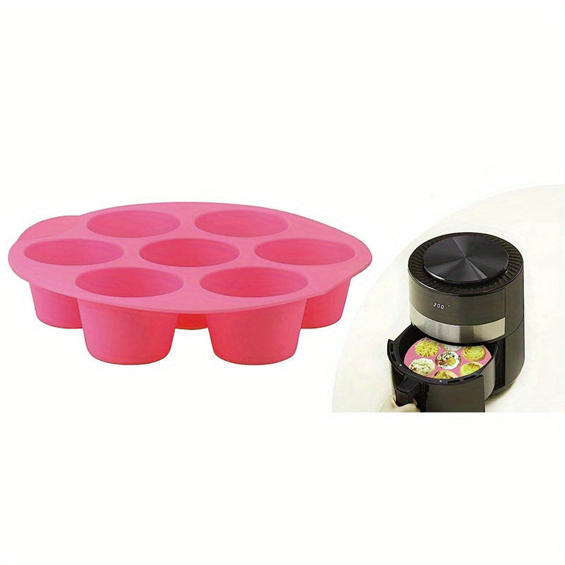 Silicone Muffin Pan Cupcake Tray 7 hole Cake Mold for Air Fryer Baking