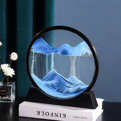 3D Moving Sand Art Picture Round Glass Deep Sea Sandscape Hourglass Quicksand