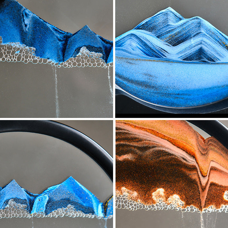 3D Moving Sand Art Picture Round Glass Deep Sea Sandscape Hourglass Quicksand