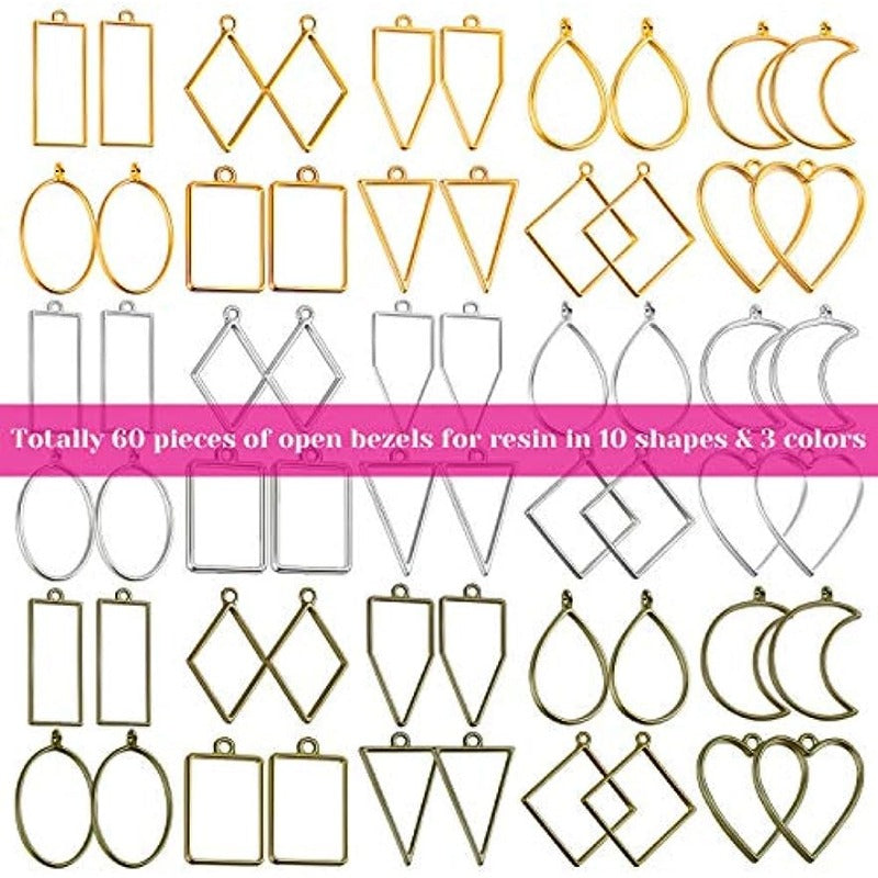 60Pcs Resin Craft Bezels for Jewelry Making