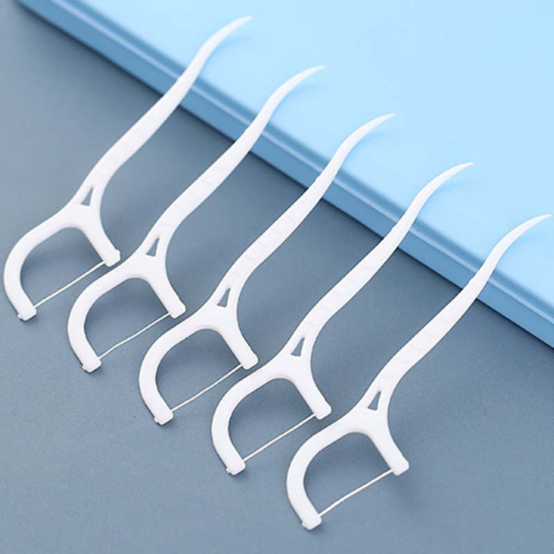 100pcs Dental Floss Sticks Clean Teeth High Tension Bag Picking