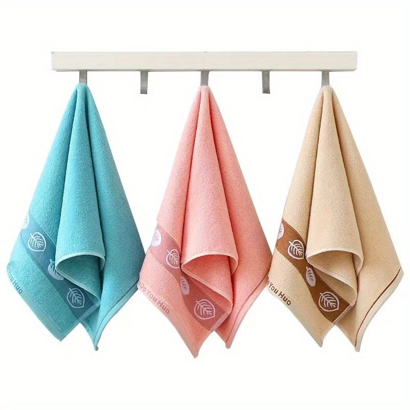 3pcs Leaf Pattern Hand Towels Set Cotton Face Towel Ultra Soft Highly Absorbent