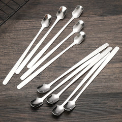 6pcs Stainless Steel Long Handle Mixing Square Spoons Coffee Ice Tea Stirrers
