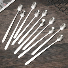 6pcs Stainless Steel Long Handle Mixing Square Spoons Coffee Ice Tea Stirrers