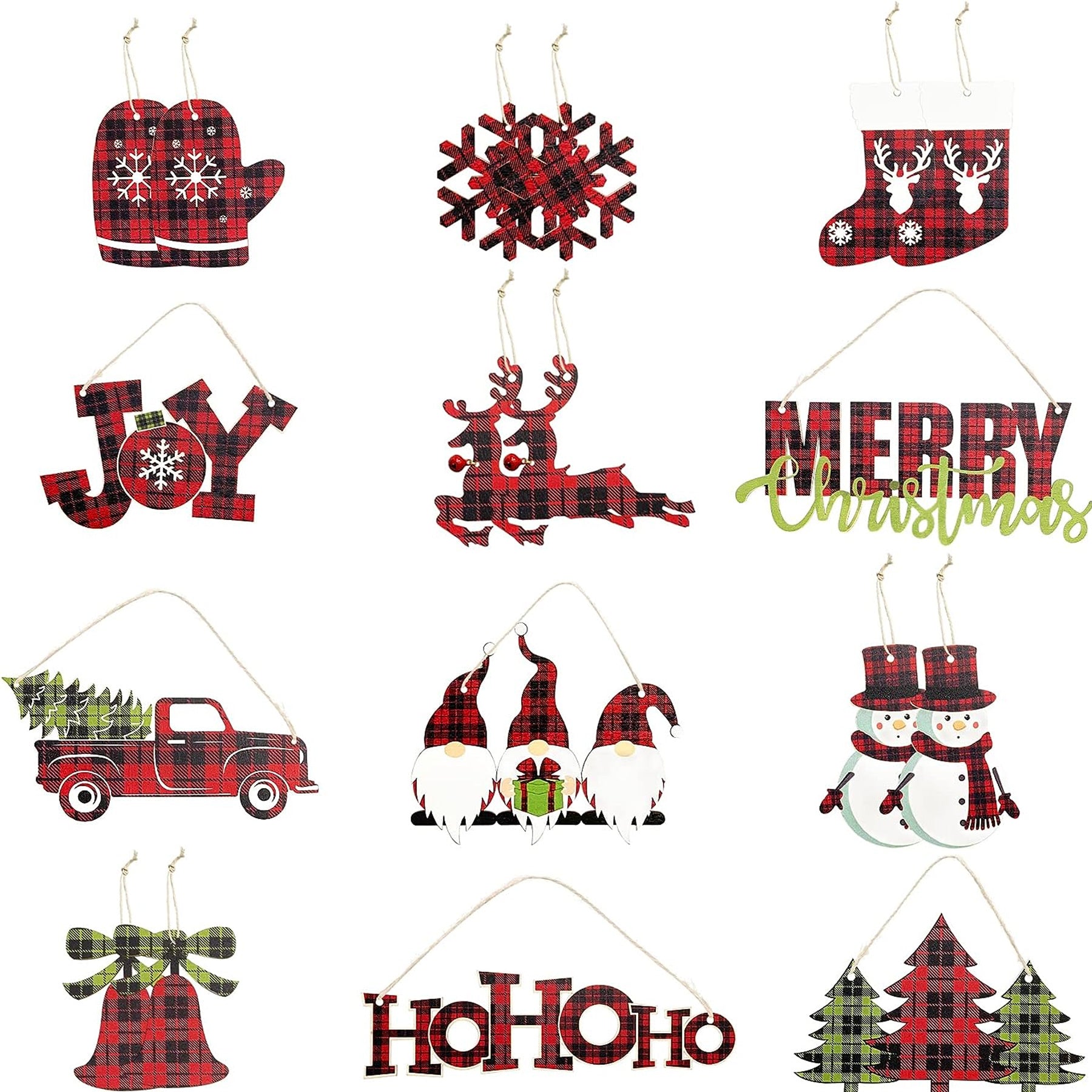 18pcs Retro Santa Claus Merry Christmas Wooden Decor