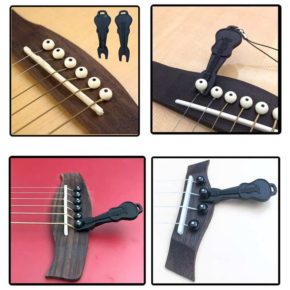 Acoustic Guitar Bridge Pins Pegs Set 6pcs with Puller Remover Tool