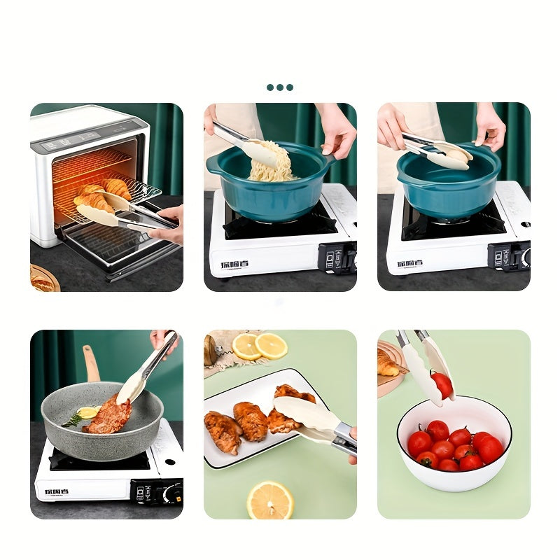 Silicone Cooking Tongs with Stainless Steel Barbecue Clip