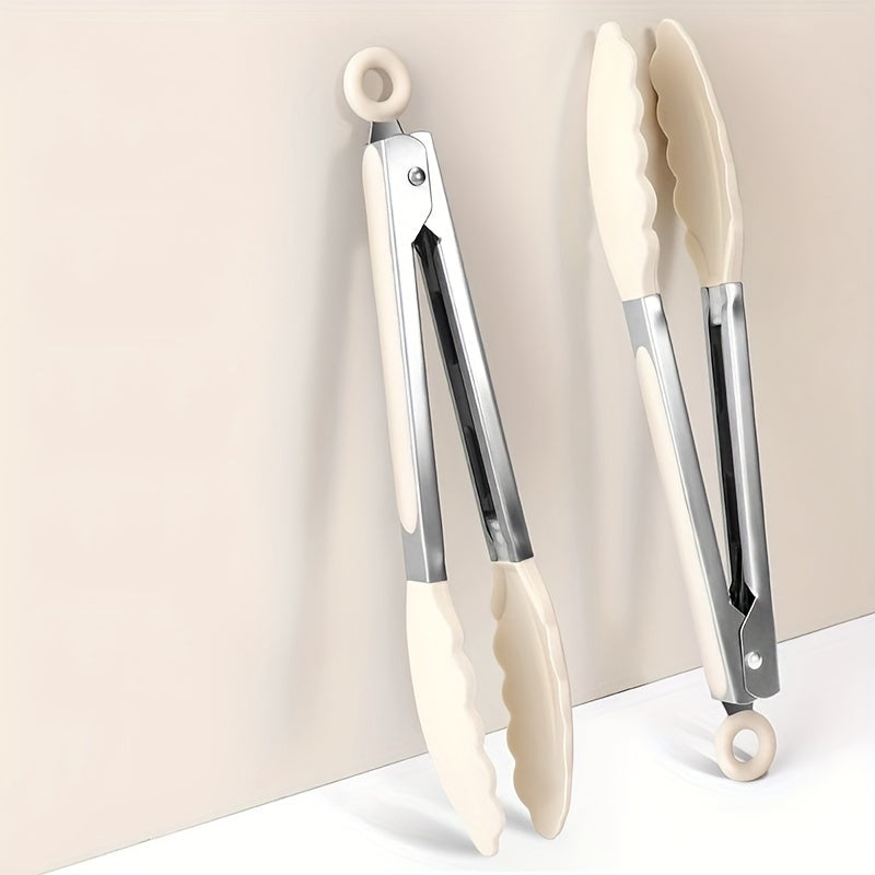 Silicone Cooking Tongs with Stainless Steel Barbecue Clip