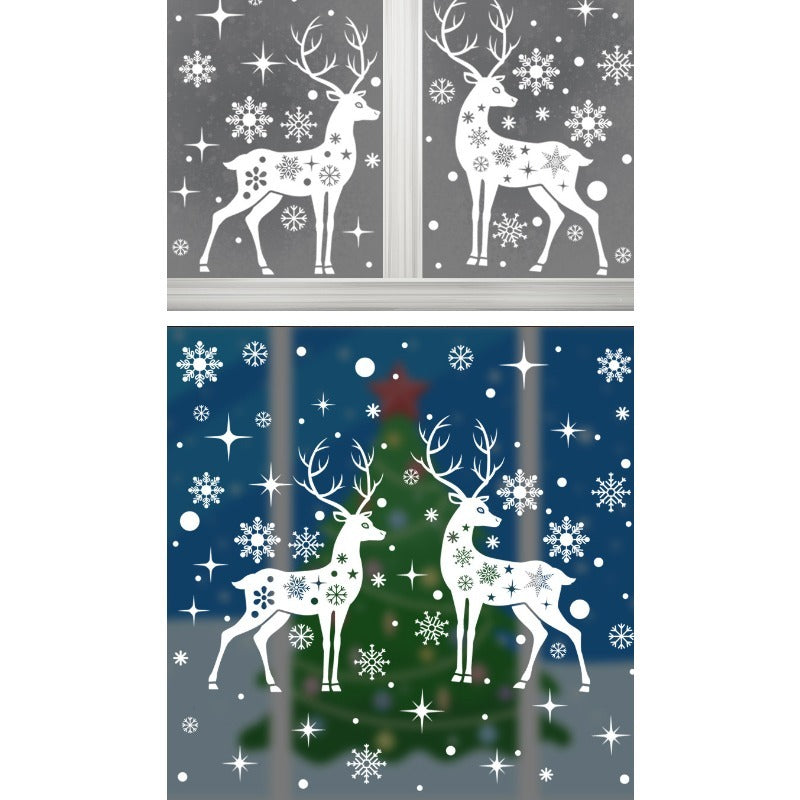 Elk Window Sticker Christmas Decoration Snowflake Sticker