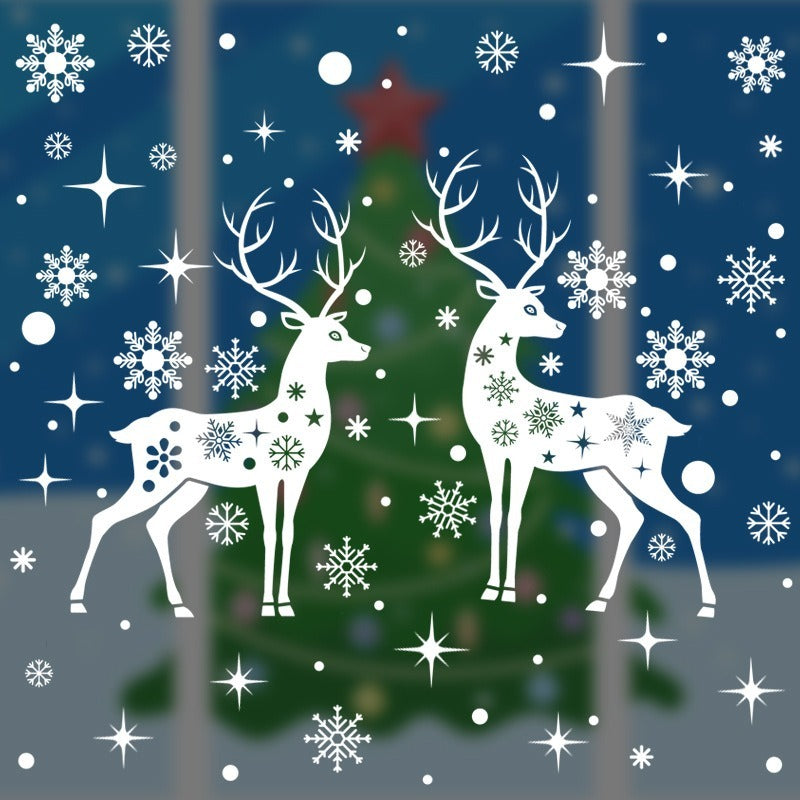 Elk Window Sticker Christmas Decoration Snowflake Sticker