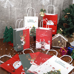 5pcs Christmas Gift Bags with Handles Reusable Small Xmas Paper Bags