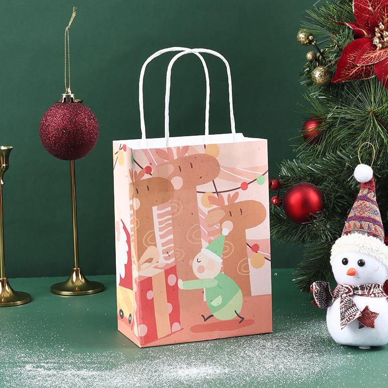 5pcs Christmas Gift Bags with Handles Reusable Small Xmas Paper Bags