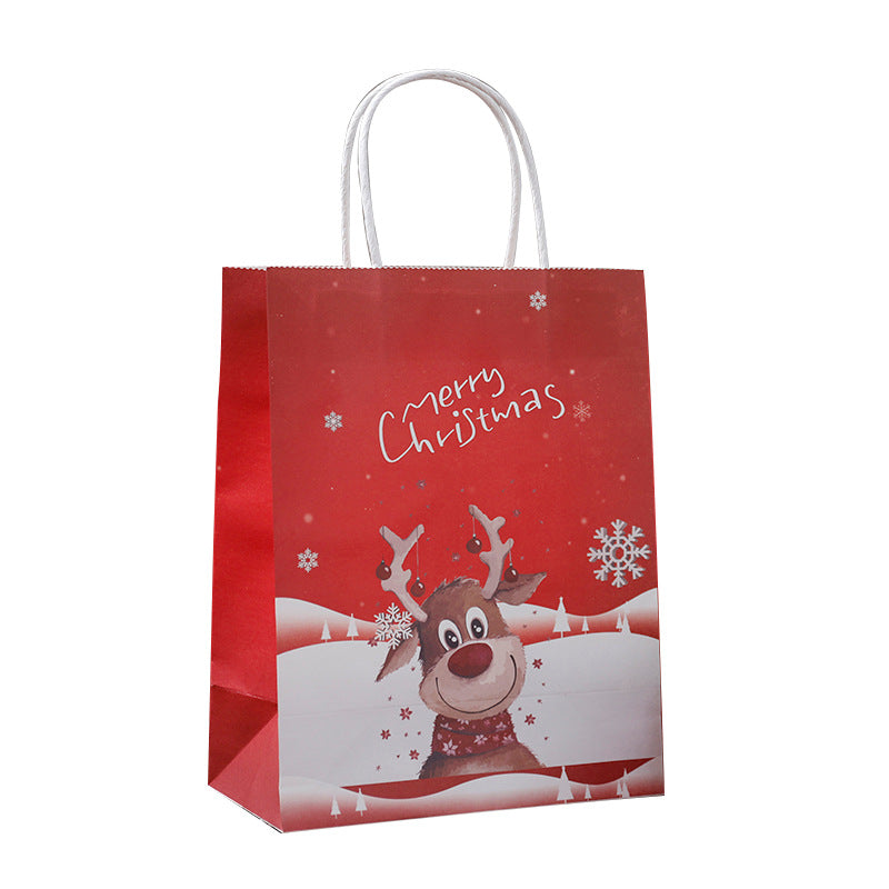 5pcs Christmas Gift Bags with Handles Reusable Small Xmas Paper Bags