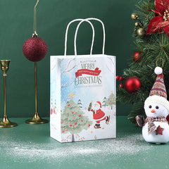 5pcs Christmas Gift Bags with Handles Reusable Small Xmas Paper Bags