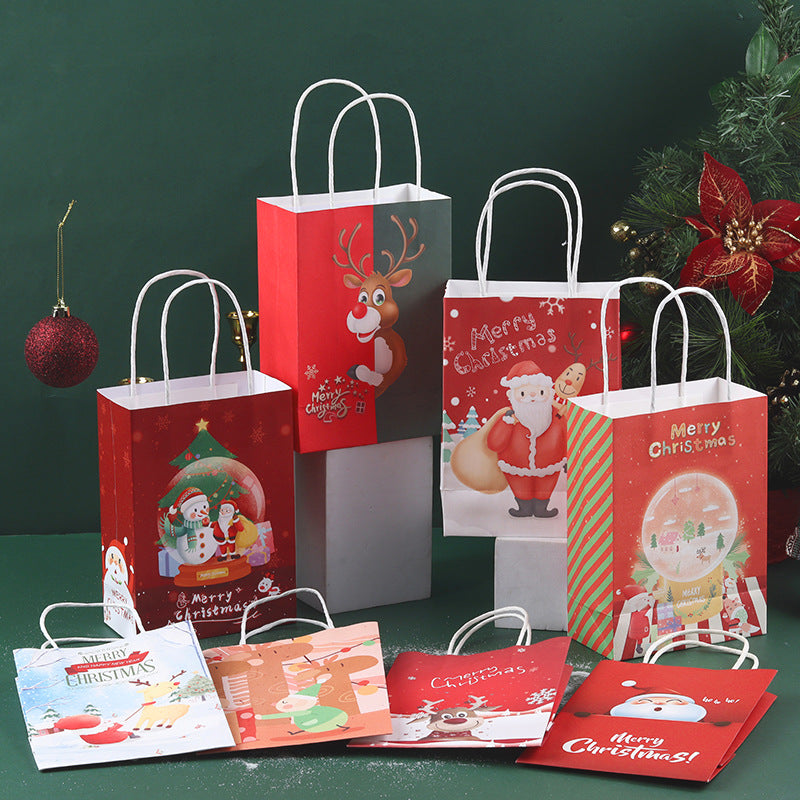 5pcs Christmas Gift Bags with Handles Reusable Small Xmas Paper Bags