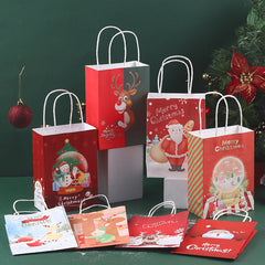 5pcs Christmas Gift Bags with Handles Reusable Small Xmas Paper Bags