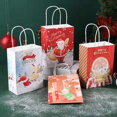 5pcs Christmas Gift Bags with Handles Reusable Small Xmas Paper Bags