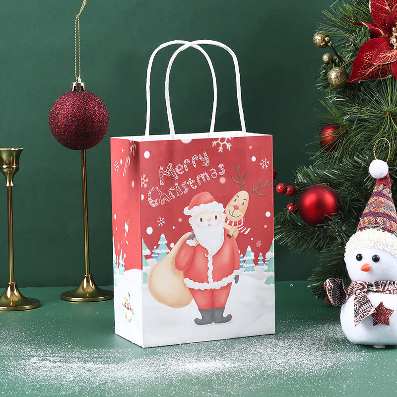 5pcs Christmas Gift Bags with Handles Reusable Small Xmas Paper Bags