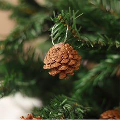 6pcs Holiday Decorations Christmas Supplies Natural Wooden Pine Cones