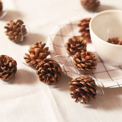 6pcs Holiday Decorations Christmas Supplies Natural Wooden Pine Cones