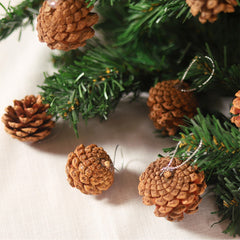 6pcs Holiday Decorations Christmas Supplies Natural Wooden Pine Cones